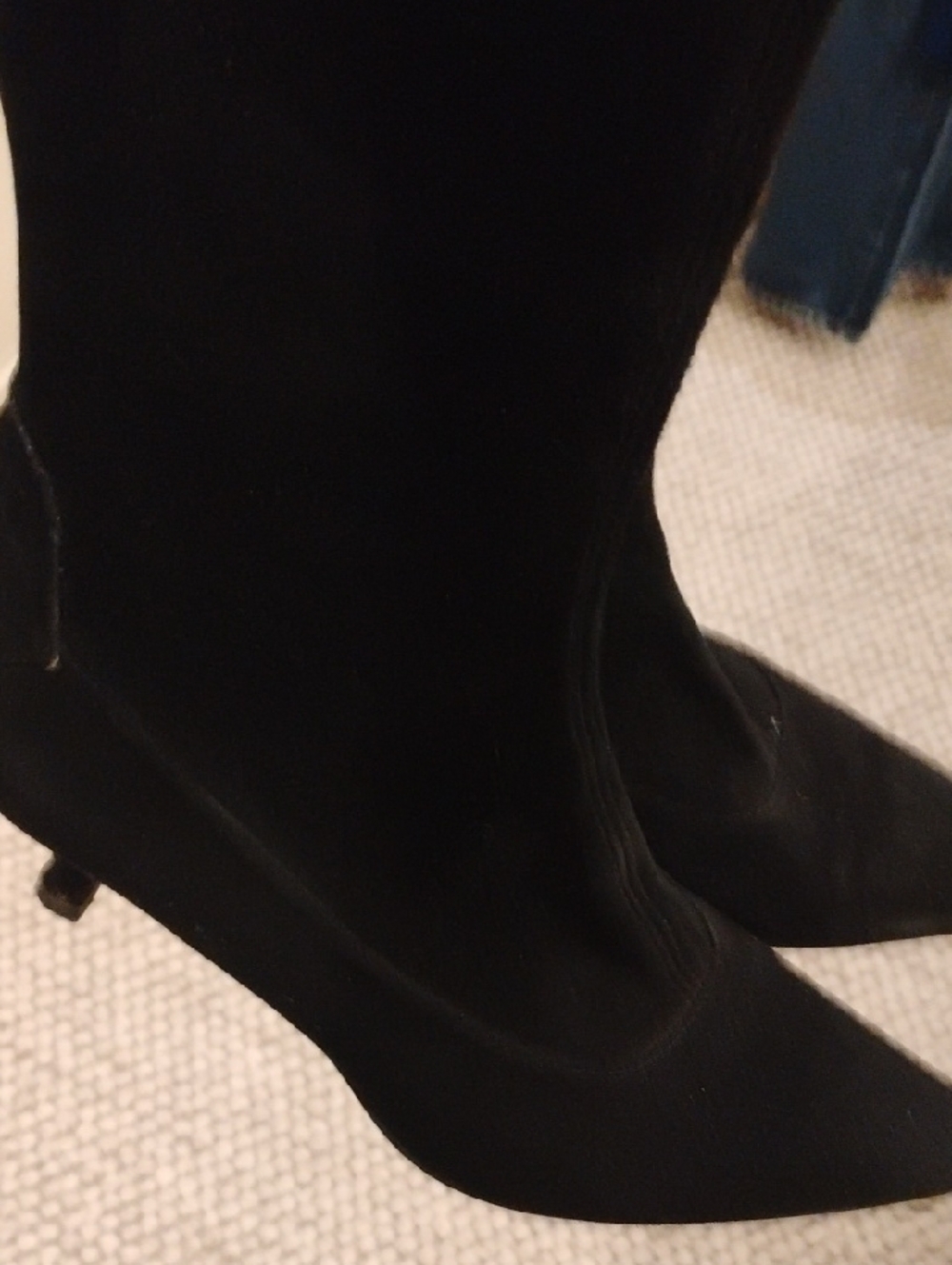 SW Black Suede Pointed Toe Knee-High Boots 8.5/9